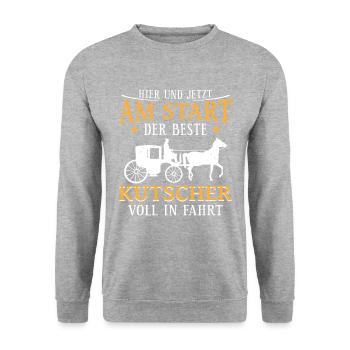 Fuhrmann Kutschieren Kutscher Pferdekutscher - Unisex Pullover - Weißgrau meliert - Vorne - Alina (178cm) & Michal (187cm)