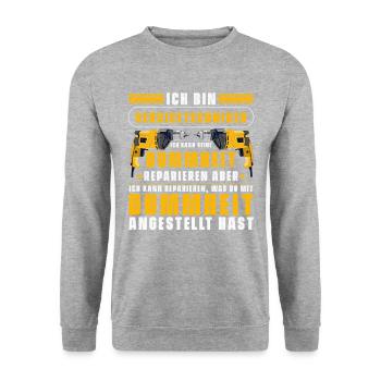 Lustiger Servicetechniker Spruch Techniker - Unisex Pullover - Weißgrau meliert - Vorne - Alina (178cm) & Michal (187cm)