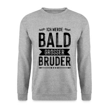 Ich werde grosser Bruder - Unisex Pullover - Weißgrau meliert - Vorne - Alina (178cm) & Michal (187cm)