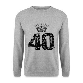 40 couronnes nombre - Sweat-shirt Unisexe - gris chiné - Devant - Alina (178cm) & Michal (187cm)