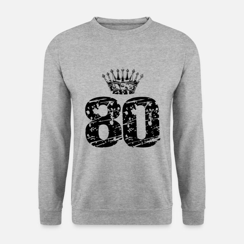 80 Zahl Krone - Unisex Pullover - Weißgrau meliert