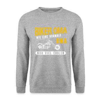 Biker Oma wie eine normale Oma nur viel cooler - - Unisex Pullover - Weißgrau meliert - Vorne - Alina (178cm) & Michal (187cm)