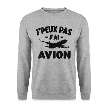 Je Peux Pas J'ai Avion Cadeau D'avion Pour Pilote - Sweat-shirt Unisexe - gris chiné - Devant - Alina (178cm) & Michal (187cm)
