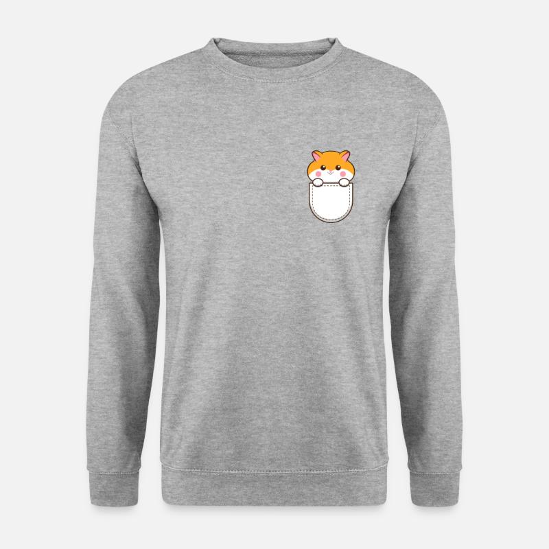 Hamster Liebhaber Brusttasche Haustier Geschenk - Unisex Pullover - Weißgrau meliert