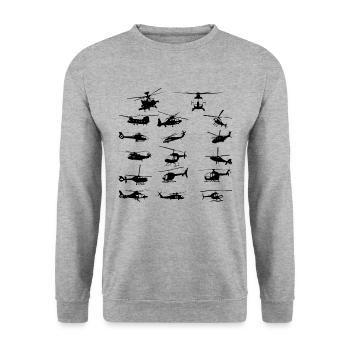 Helikopter Hubschrauber Heli Geschenk - Unisex Pullover - Weißgrau meliert - Vorne - Alina (178cm) & Michal (187cm)
