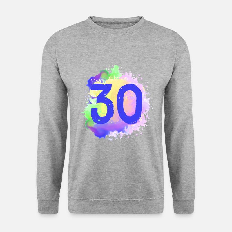 30 Zahl Klecks - Unisex Pullover - Weißgrau meliert