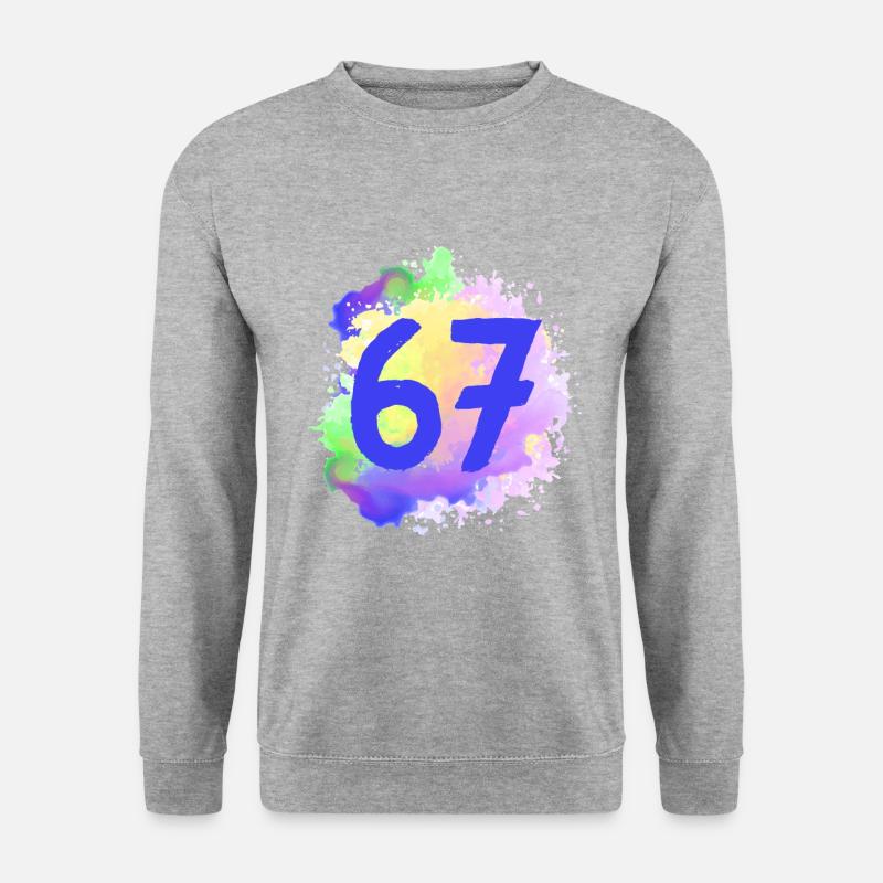 67 Zahl Klecks - Unisex Pullover - Weißgrau meliert