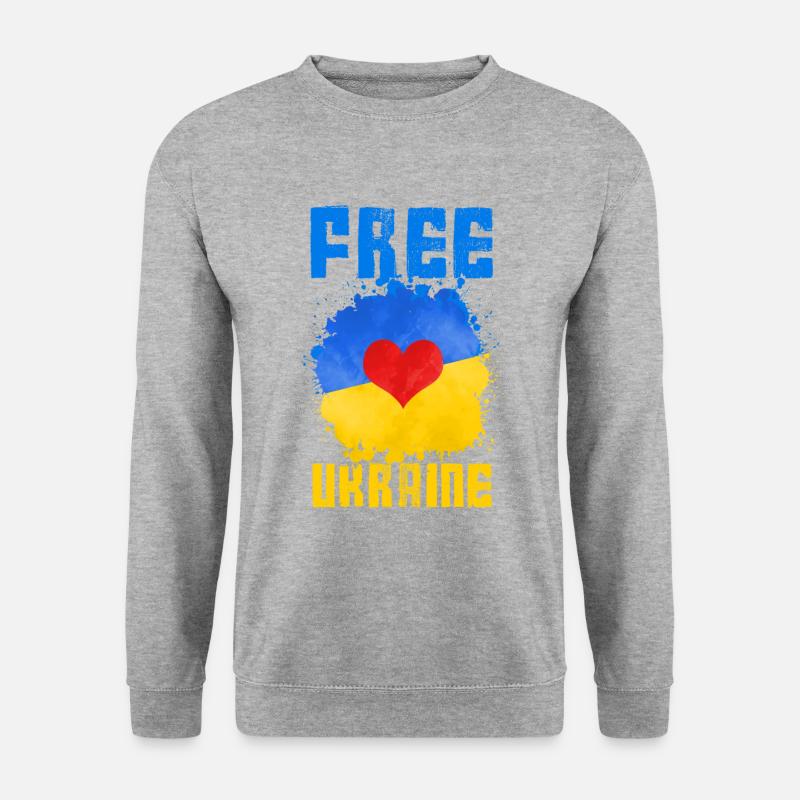 ukraine flagge herz frieden - Unisex Pullover - Weißgrau meliert