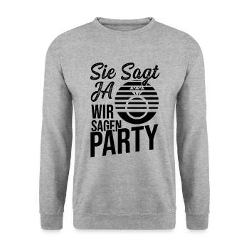 Sie Sagt Ja - Unisex Pullover - Weißgrau meliert - Vorne - Alina (178cm) & Michal (187cm)