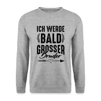 Ich werde grosser Bruder - Unisex Pullover - Weißgrau meliert - Vorne - Alina (178cm) & Michal (187cm)