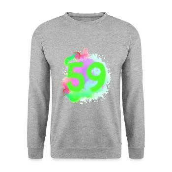 59 Nombre d’objets blob - Sweat-shirt Unisexe - gris chiné - Devant - Alina (178cm) & Michal (187cm)