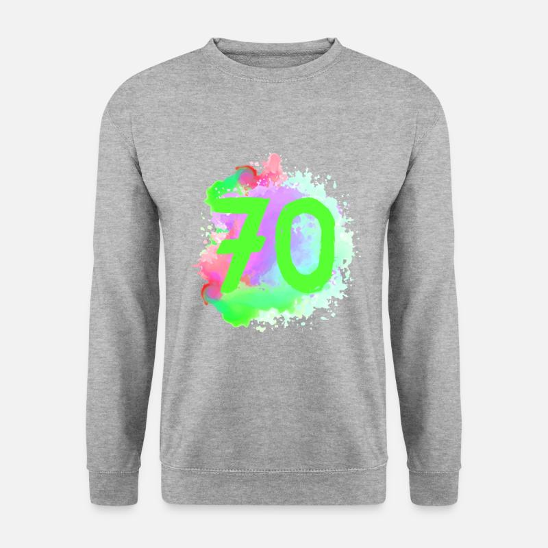 70 Zahl Klecks - Unisex Pullover - Weißgrau meliert