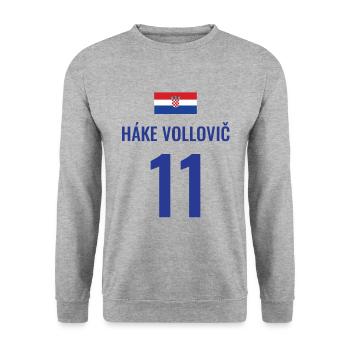 Fußball Sauf Trikot Kroatien Mallorca Party Gruppe - Unisex Pullover - Weißgrau meliert - Vorne - Alina (178cm) & Michal (187cm)
