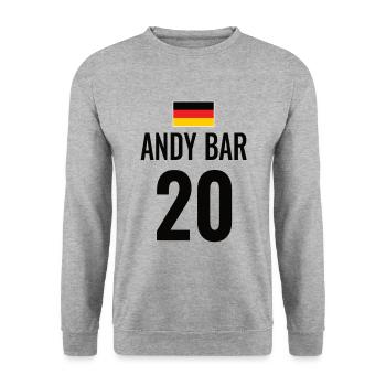 Fußball Sauf Trikot Deutschland Mallorca Gruppen - Unisex Pullover - Weißgrau meliert - Vorne - Alina (178cm) & Michal (187cm)