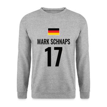 Fußball Sauf Trikot Deutschland Mallorca Gruppen - Unisex Pullover - Weißgrau meliert - Vorne - Alina (178cm) & Michal (187cm)