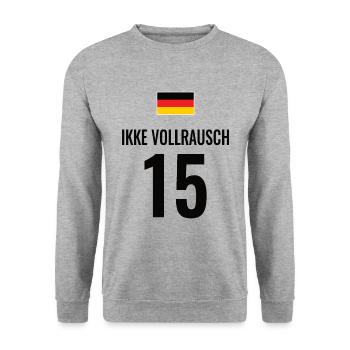 Fußball Sauf Trikot Deutschland Mallorca Gruppen - Unisex Pullover - Weißgrau meliert - Vorne - Alina (178cm) & Michal (187cm)