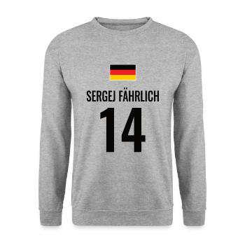 Fußball Sauf Trikot Deutschland Mallorca Gruppen - Unisex Pullover - Weißgrau meliert - Vorne - Alina (178cm) & Michal (187cm)