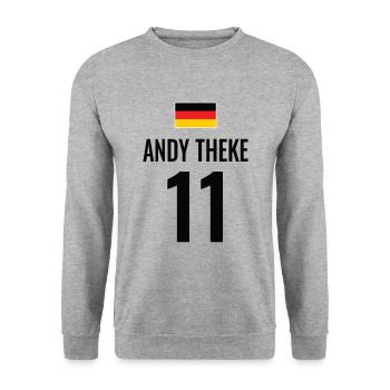 Fußball Sauf Trikot Deutschland Mallorca Gruppen - Unisex Pullover - Weißgrau meliert - Vorne - Alina (178cm) & Michal (187cm)