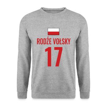 Fußball Sauf Trikot Polen Mallorca Party Gruppen - Unisex Pullover - Weißgrau meliert - Vorne - Alina (178cm) & Michal (187cm)
