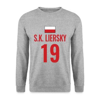 Fußball Sauf Trikot Polen Mallorca Party Gruppen - Unisex Pullover - Weißgrau meliert - Vorne - Alina (178cm) & Michal (187cm)
