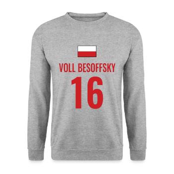 Fußball Sauf Trikot Polen Mallorca Party Gruppen - Unisex Pullover - Weißgrau meliert - Vorne - Alina (178cm) & Michal (187cm)