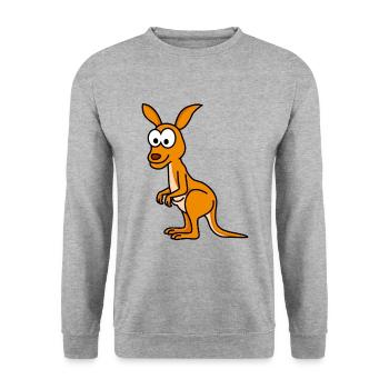 Kangaroo Comic - Unisex Pullover - Weißgrau meliert - Vorne - Alina (178cm) & Michal (187cm)