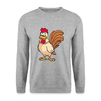 Hahn Comic Tier - Unisex Pullover - Weißgrau meliert - Vorne - Alina (178cm) & Michal (187cm)