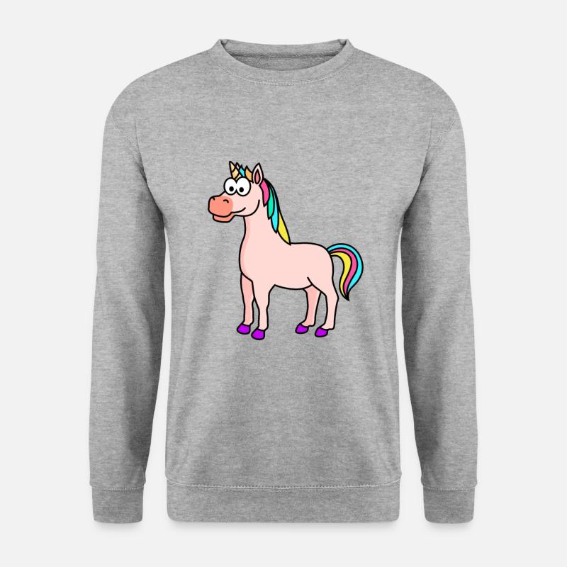 Einhorn Comic Tier - Unisex Pullover - Weißgrau meliert