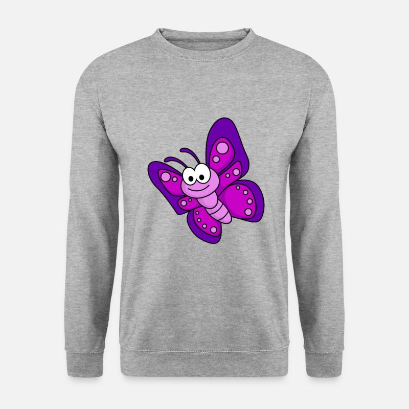 Schmetterling Comic Tier - Unisex Pullover - Weißgrau meliert