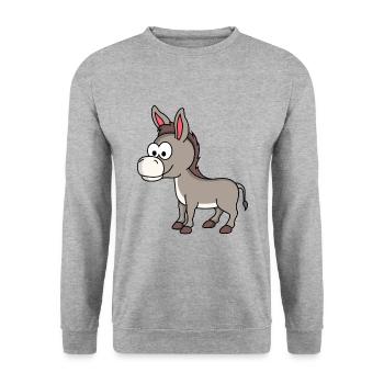 Donkey Comic Animal - Unisex Sweatshirt - salt & pepper - Front - Alina (178cm) & Michal (187cm)