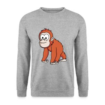Bande dessinée de singe orang-outan - Sweat-shirt Unisexe - gris chiné - Devant - Alina (178cm) & Michal (187cm)