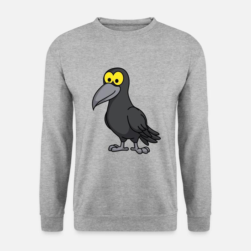 Krähe Comic Tier - Unisex Pullover - Weißgrau meliert