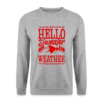 Hello Sweater Weather - Unisex Pullover - Weißgrau meliert - Vorne - Alina (178cm) & Michal (187cm)