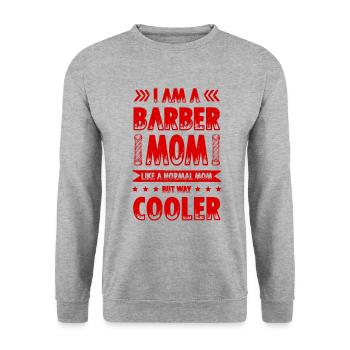 Barber Mom - Unisex Pullover - Weißgrau meliert - Vorne - Alina (178cm) & Michal (187cm)