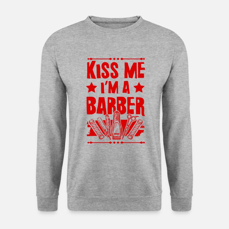 Küsse mich Barber - Unisex Pullover - Weißgrau meliert