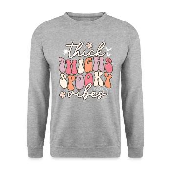 Bleached Ghost Hippie Halloween - Stay Spooky - Unisex Sweatshirt - salt & pepper - Front - Alina (178cm) & Michal (187cm)