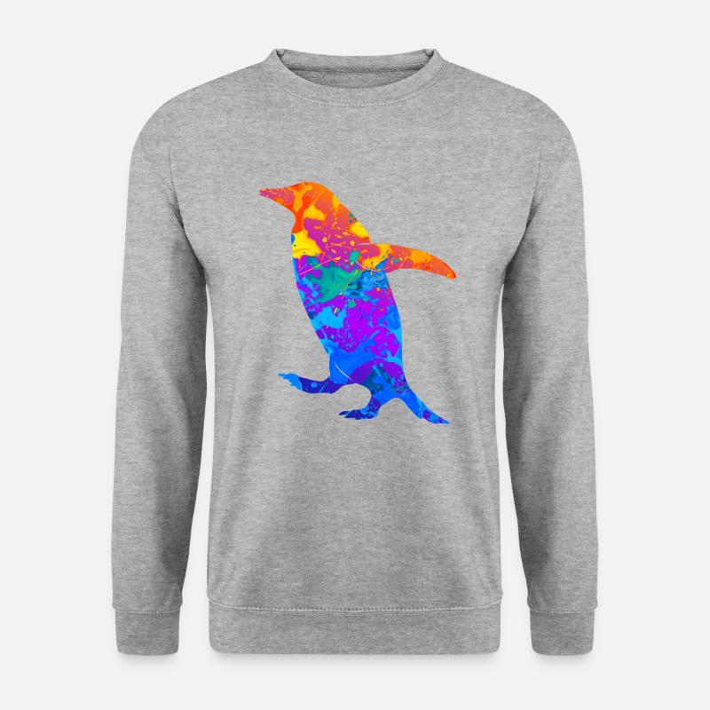 Pinguin Pinguine Tierliebhaber Silhouette Pinguine - Unisex Pullover - Weißgrau meliert