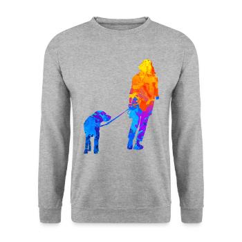 Maître Chien propriétaire Mistress Dog Walk - Sweat-shirt Unisexe - gris chiné - Devant - Alina (178cm) & Michal (187cm)