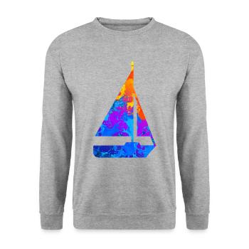 Segeln Segelboot Segelboote Kapitän Silhouette - Unisex Pullover - Weißgrau meliert - Vorne - Alina (178cm) & Michal (187cm)