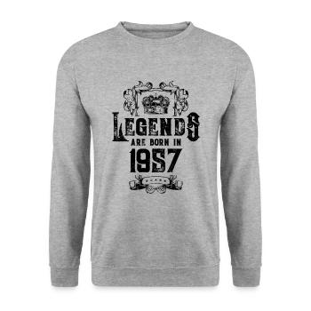 1957 legends geburtstag - Unisex Pullover - Weißgrau meliert - Vorne - Alina (178cm) & Michal (187cm)