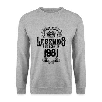 1981 legends geburtstag - Unisex Pullover - Weißgrau meliert - Vorne - Alina (178cm) & Michal (187cm)