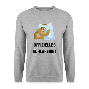 Offizielles Schlafshirt Faultier - Unisex Pullover - Weißgrau meliert - Vorne - Alina (178cm) & Michal (187cm)