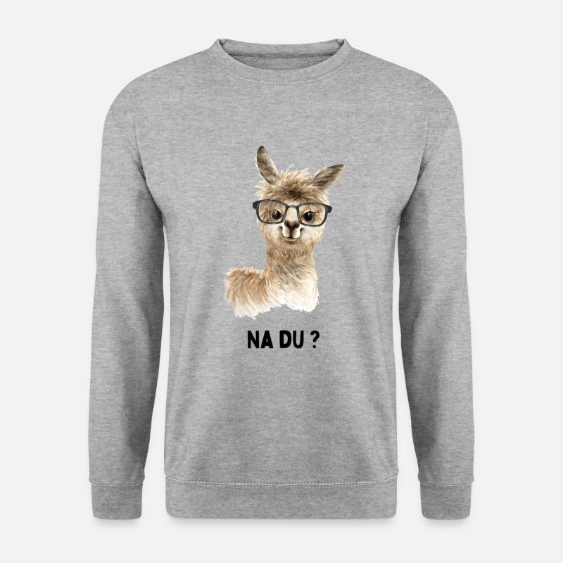 Lustiges Alpaka Lama - Unisex Pullover - Weißgrau meliert