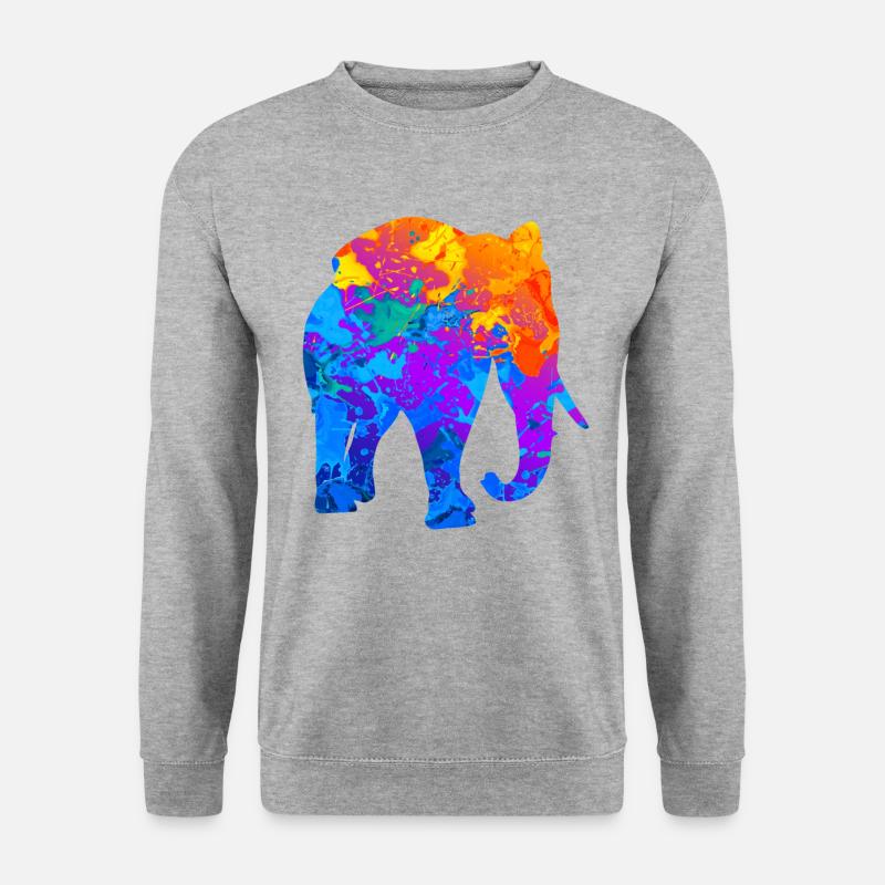 Elefant Elefanten Silhouette Geschenk - Unisex Pullover - Weißgrau meliert
