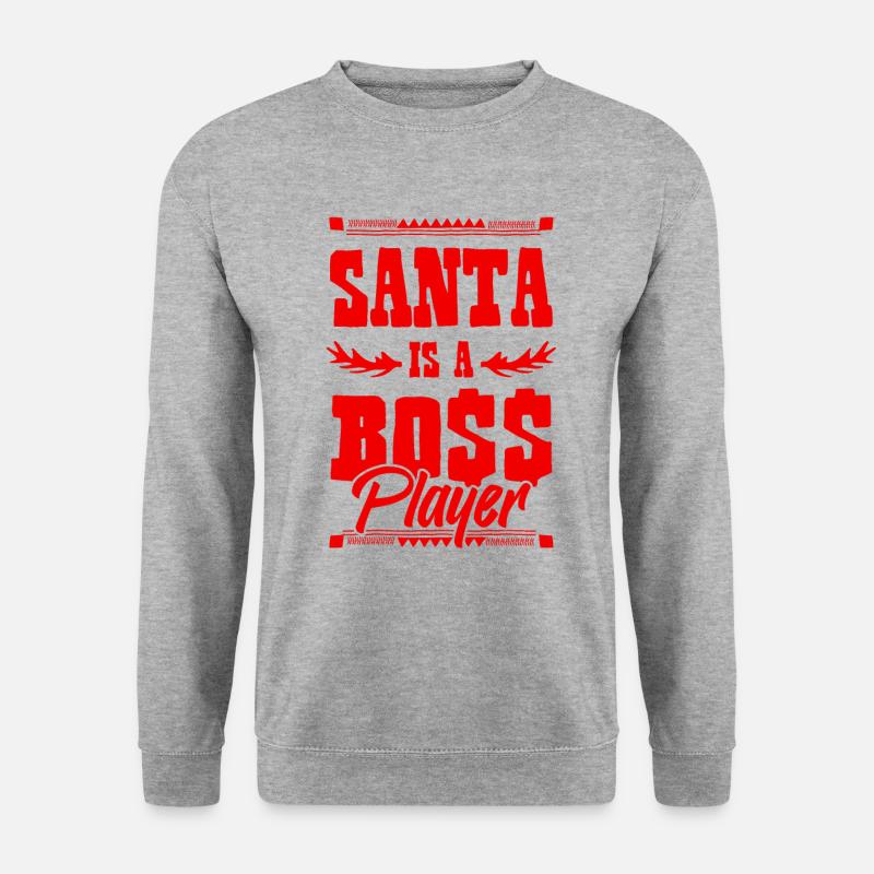 Santa is a Boss - Unisex Pullover - Weißgrau meliert