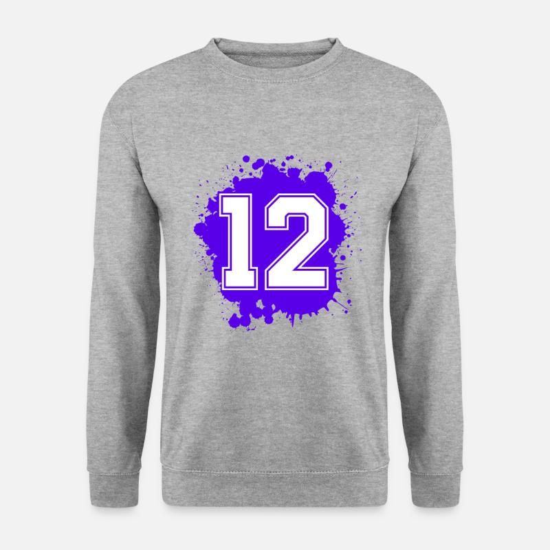 12 Zahl Klecks - Unisex Pullover - Weißgrau meliert