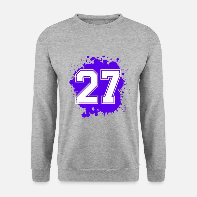 27 Zahl Klecks - Unisex Pullover - Weißgrau meliert