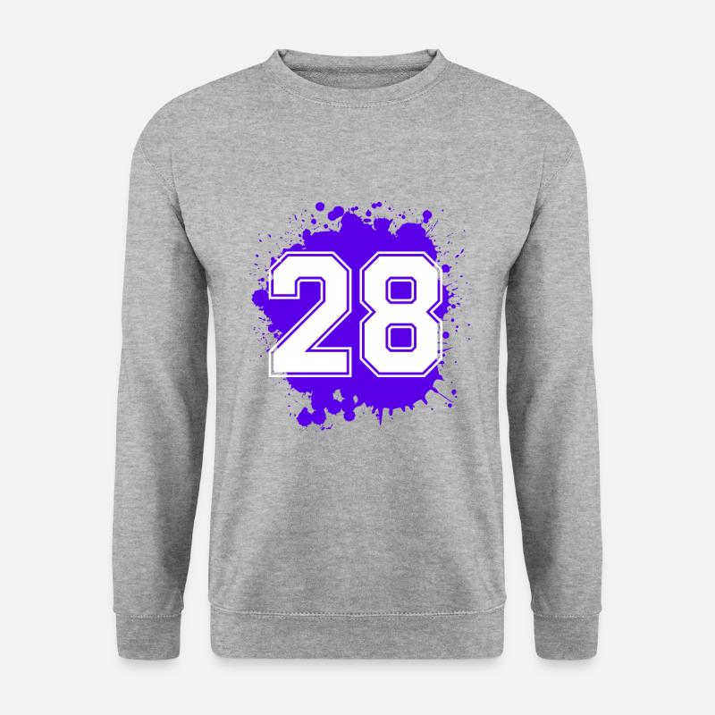 28 Zahl Klecks - Unisex Pullover - Weißgrau meliert