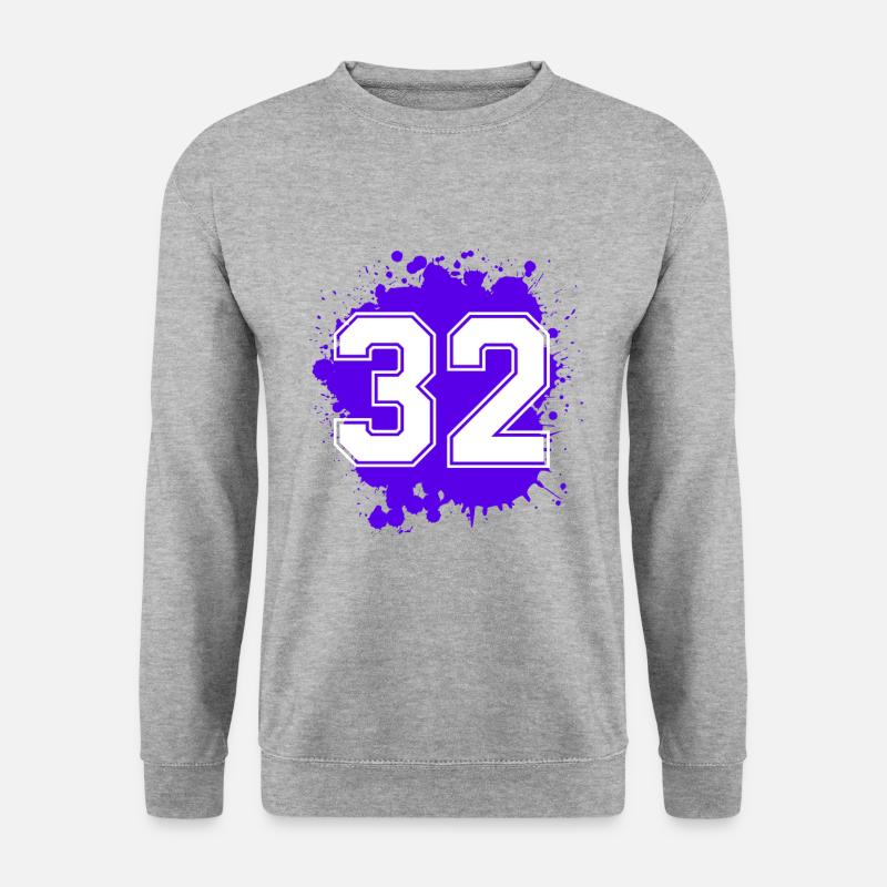 32 Zahl Klecks - Unisex Pullover - Weißgrau meliert