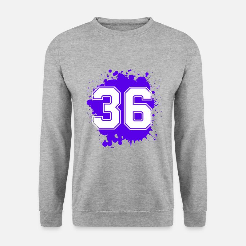 36 Zahl Klecks - Unisex Pullover - Weißgrau meliert